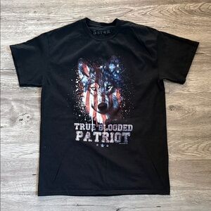 Five Star Black True Blooded Patriot Wolf Tee